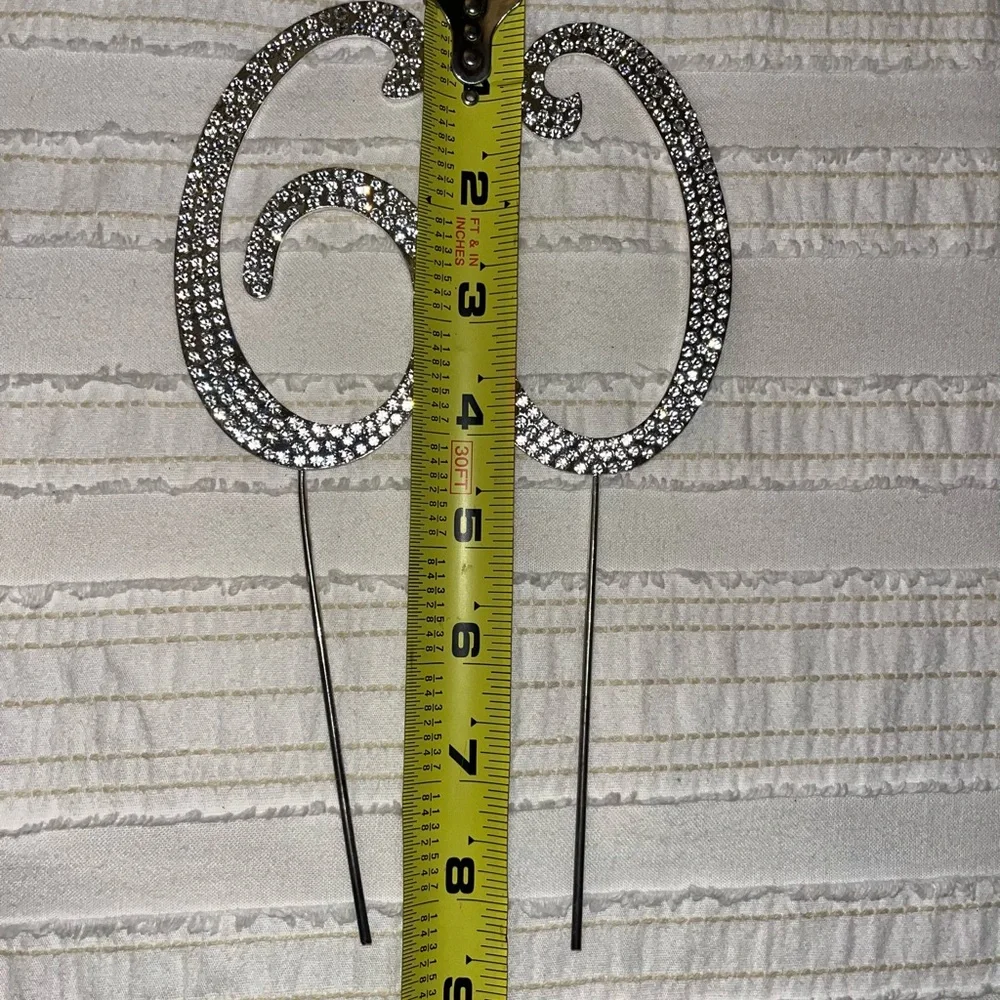 Silver Rhinestone 60 Cake Topper
